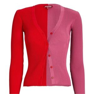 Staud Pink & Red Cargo Cardigan